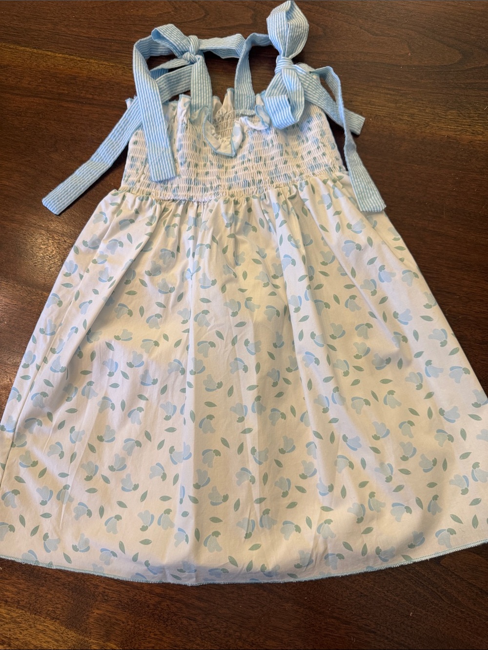 Stitchy Fish Light Blue Floral Tie-Shoulder Sundress for Kids